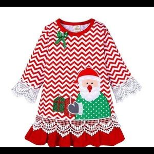 Red and White Striped GIrls Santa Dress
